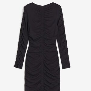 H&M Black Draped Bodycon Dress